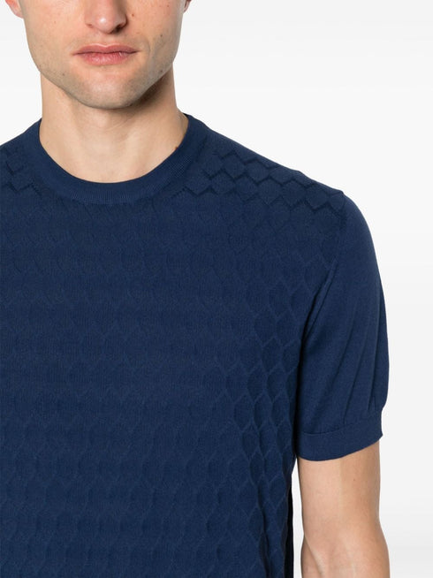 geometric-pattern knitted T-shirt